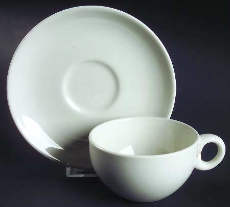 Casual White Flat Cup & Saucer Set