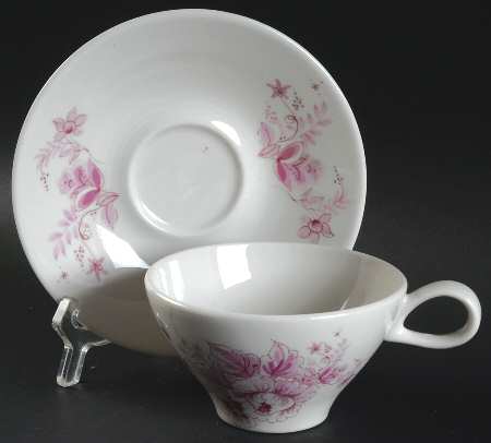 Colonial Pink Flat Cup & Saucer Set