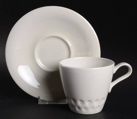 Diamond White Flat Cup & Saucer Set