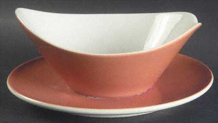 Accent Orange (Burnt Umber-Orange) Gravy Boat with Attached Underplate
