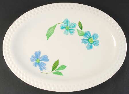 Painted Daisy Blue 15" Oval Serving Platter
