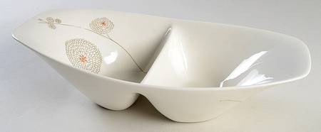 Pompon 12" Oval Divided Vegetable Bowl