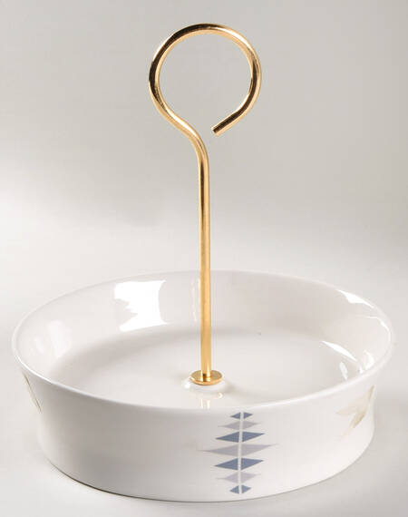 Pyramids Ceramic Condiment Stand with Metal Center Handle
