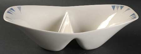 Pyramids 12" Oval Divided Vegetable Bowl