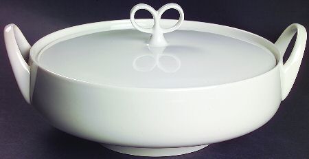 Sheer White Round Covered Vegetable