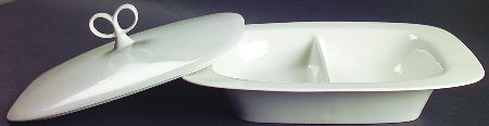 Sheer White Rectangular Covered Divided Vegetable