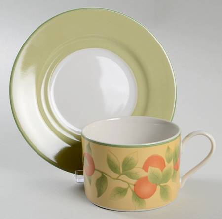Orchard Peach Flat Cup & Saucer Set