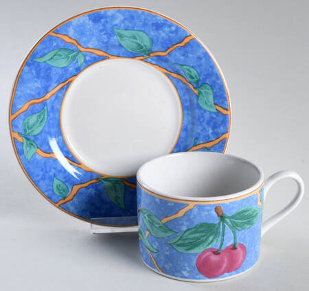 Trellis Fruit Flat Cup & Saucer Set