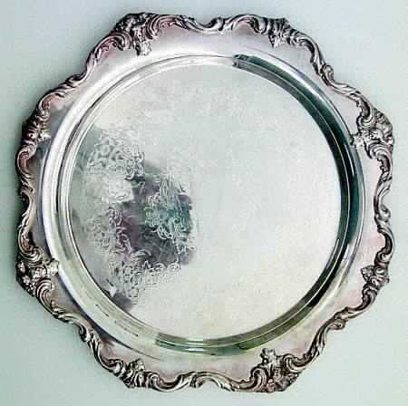 Du Barry-Floral Border (Silver, Hollowware, Wbswcx) Small Round Silverplate Tray