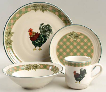 Rooster Morn 4 Piece Place Setting