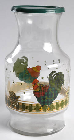 Rooster Morn Glassware Carafe with Lid
