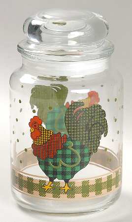 Rooster Morn Medium Glassware Storage Jar & Lid