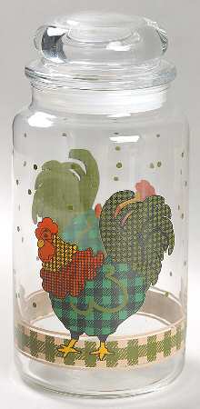 Rooster Morn Large Glassware Storage Jar & Lid