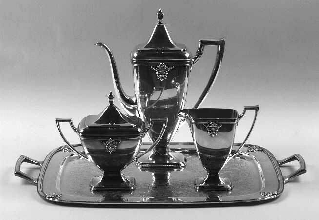 Adoration (Silverplate, Hollowware) 3-Piece Coffee Set and Tray