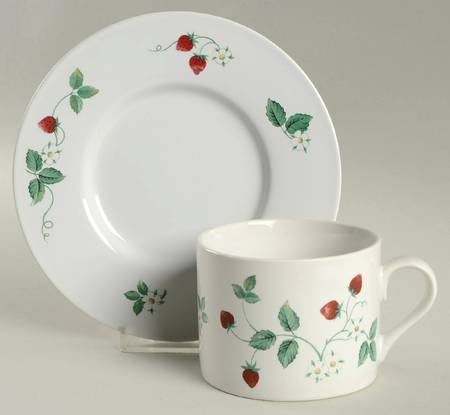 Strawberry Fair (No Green Trim) Flat Cup & Saucer Set
