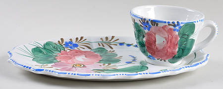 Nove Rose Snack Plate & Cup Set