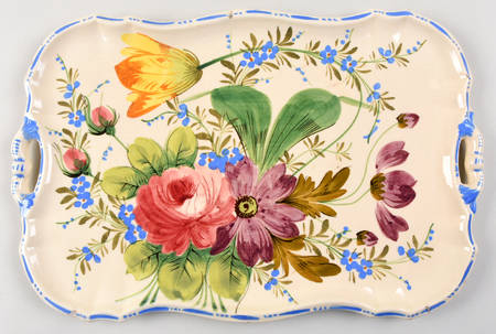 Nove Rose Handled Serving Tray