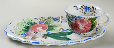 Nove Rose Snack Plate & Cup Set