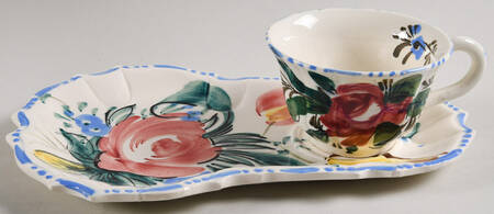Nove Rose Snack Plate & Cup Set