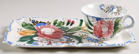 Nove Rose Snack Plate & Cup Set