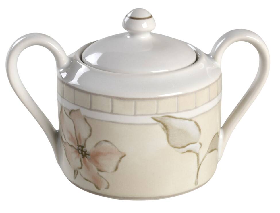 Linen Flower Sugar Bowl & Lid