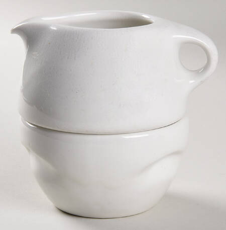 Casual White Mottled Family Stacking Creamer & Open Sugar