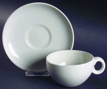 Casual White Mottled Flat Cup & Saucer Set