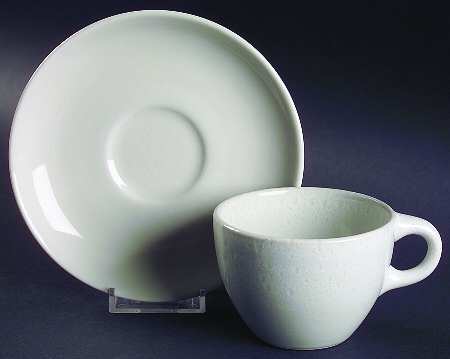 Casual White Mottled Flat Cup & Saucer Set