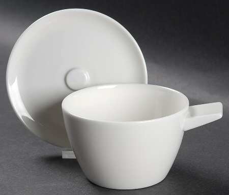Origo White Flat Cup & Saucer Set