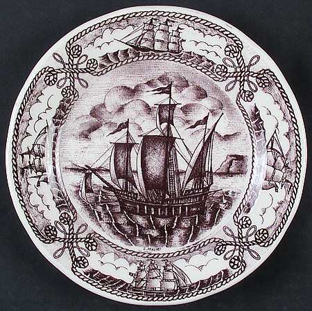 Old Sail Vessels Salad Plate
