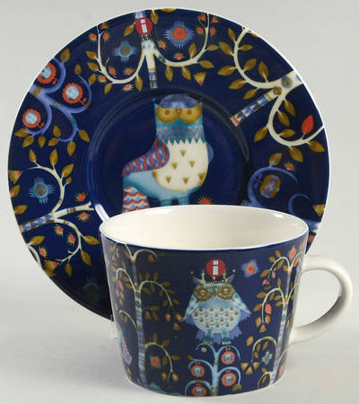 Taika Blue Flat Cup & Saucer Set