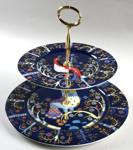 Taika Blue 6 5/8"-10"  2 Tiered Serving Tray (Dp, Sp) HC