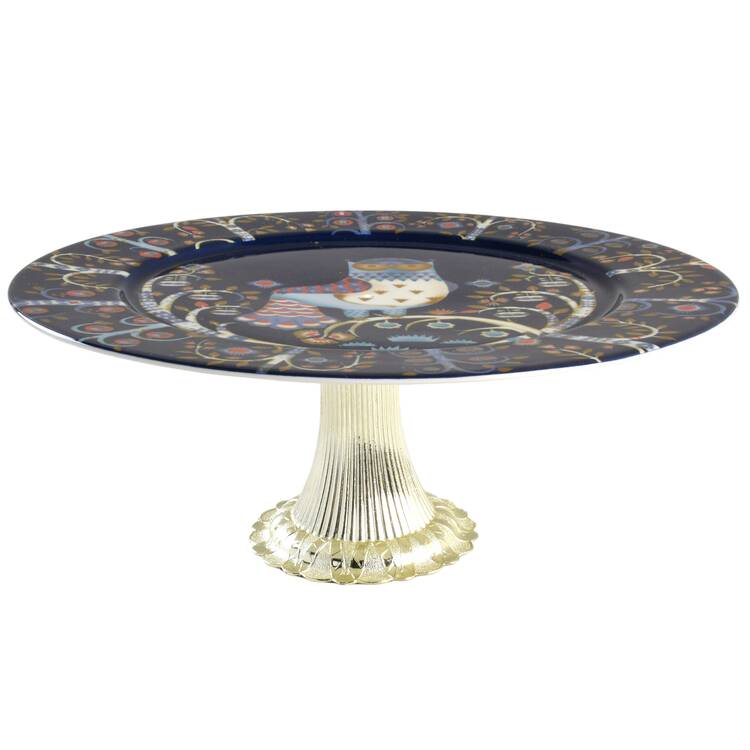 Taika Blue Cake Stand with 4"-5" Metal Pedestal  Hc