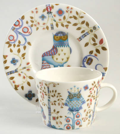 Taika White Flat Cup & Saucer Set