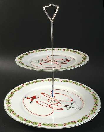 Holiday Joy 2 Tiered Serving Tray (Dinner & Salad Plate)
