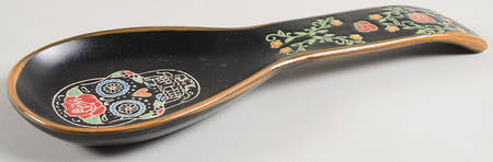 Calvin Sugar Skull-Day of the Dead Spoon Rest/Holder (Holds 1 Spoon) by In Homestylez
