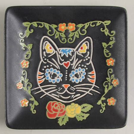Calvin Sugar Skull-Day of the Dead Square Appetizer Plate