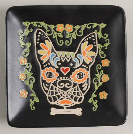 Calvin Sugar Skull-Day of the Dead Square Appetizer Plate by In Homestylez