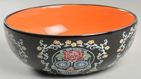 Calvin Sugar Skull-Day of the Dead 10" Large Salad Serving Bowl