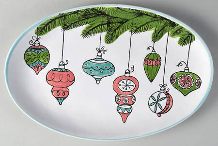 Camello Retro Ornament 13" Oval Serving Platter