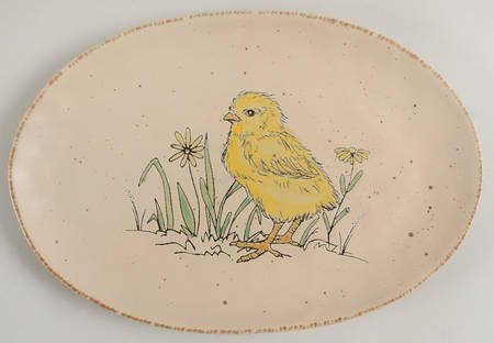 Chickadee Spring 12" Oval Serving Platter