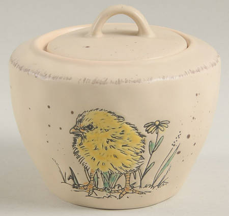 Chickadee Spring Sugar Bowl & Lid
