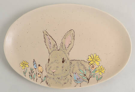 Evergreen Bunny 14" Oval Serving Platter