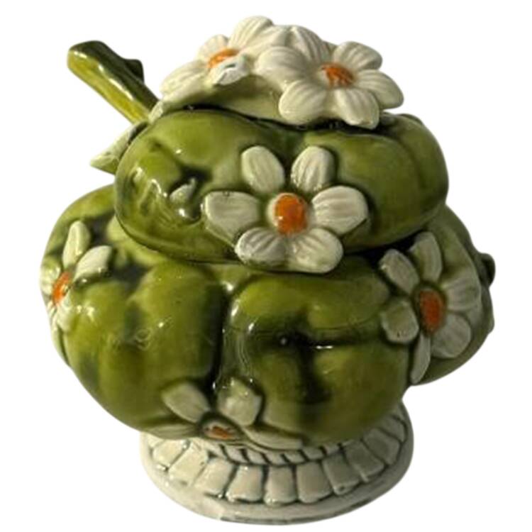 Green Apples & Daisies Jam/Jelly & Lid W/Spoon