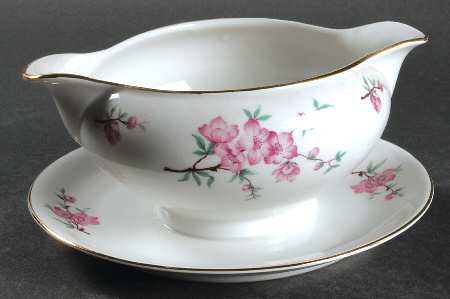 Apple Blossom Gravy Boat with Attached Underplate