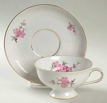Apple Blossom Footed Cup & Saucer Set