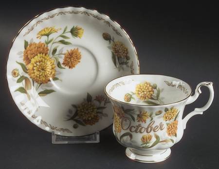 Bouquet of The Month Footed Cup & Saucer Set