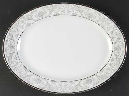 Chantilly (Platinum Trim) 11" Oval Serving Platter