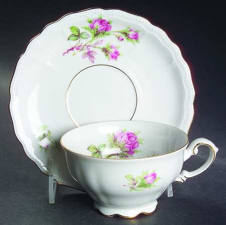 Moss Rose Footed Cup & Saucer Set by Jaeger