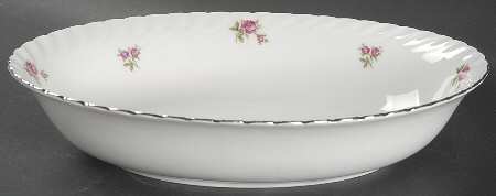 Rosemarie (Swirl Edge, Platinum Trim) 10" Oval Vegetable Bowl